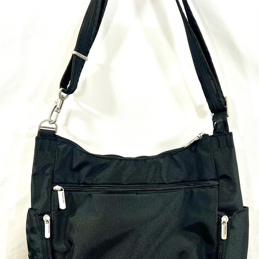 NWT TRAVELON Anti-Theft Classic Crossbody Bucket Black Bag - Picture 6 of 10